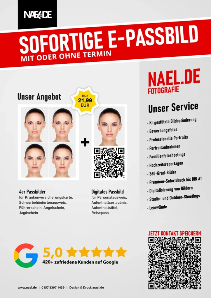 Digitales Passbilder mit QR Code Poster