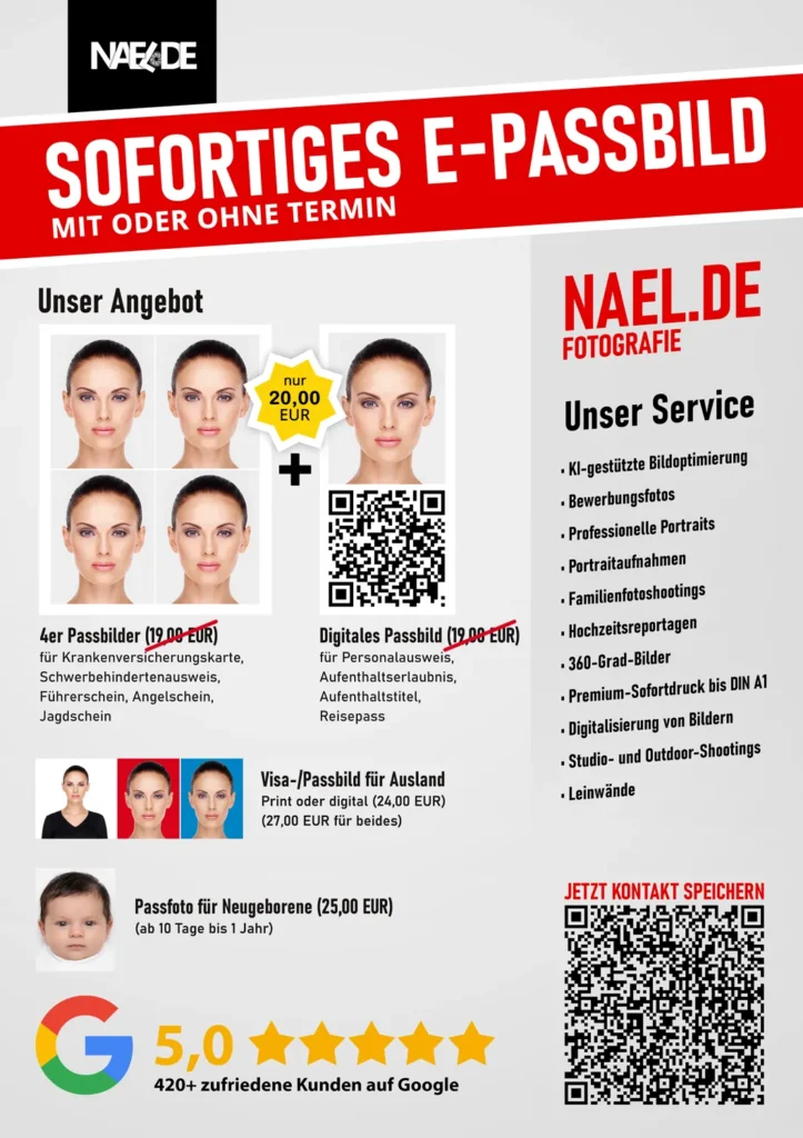 Digitales Passbilder mit QR Code Poster